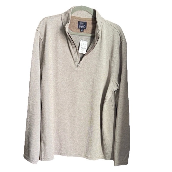 J. Crew Other - NWT J.Crew Men’s XL Authentic Fleece Quarter Zip Pullover Tan Classic Casual